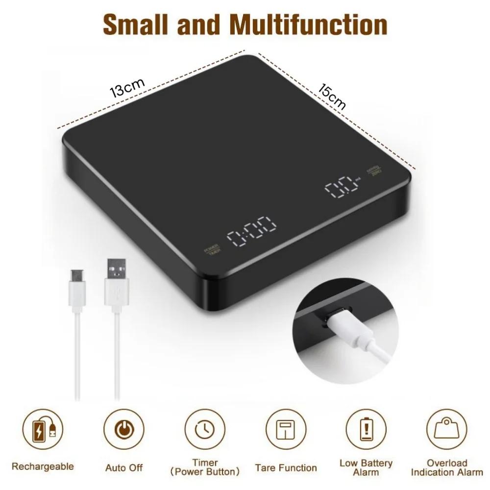 Mini Digital Kitchen Scale 0.1g Accuracy,max 3kg Food Scale with Timer for Coffee Brewing, Baking Pocket Scale with LCD Display