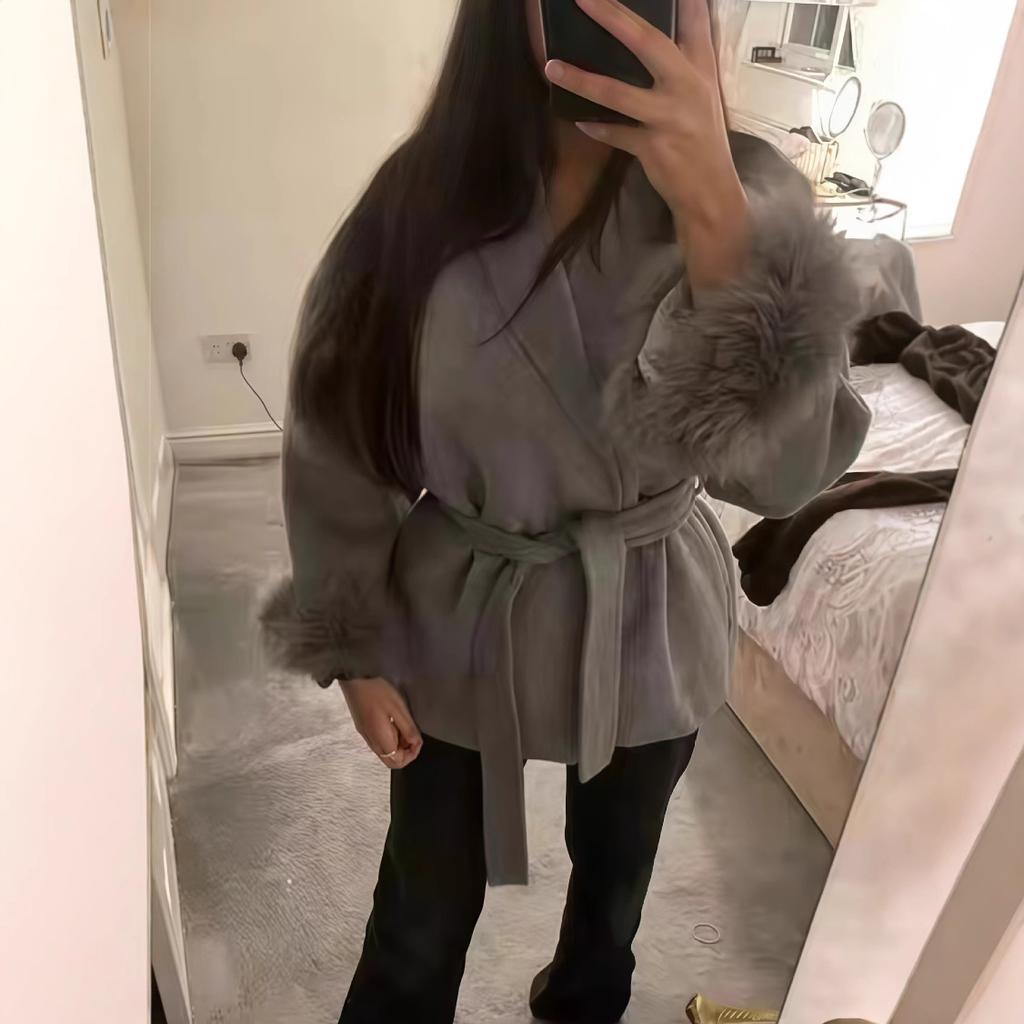Woolen Short Coat Loose Lapel Long Sleeve Jacket Autumn Winter Chic Cardigan