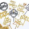 5pcs Cake Topper Happy Birthday Black and White Gold Creative Glitter Plug-in Multiple Happy Birthday Cupcake Toppers