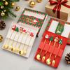 1/2/4/6 Stück Edelstahl Löffel Weihnachts Dessertlöffel Kuchengabel Cartoon Weihnachtsbaum Elch Löffel Gabel Weihnachtsgeschenkbox