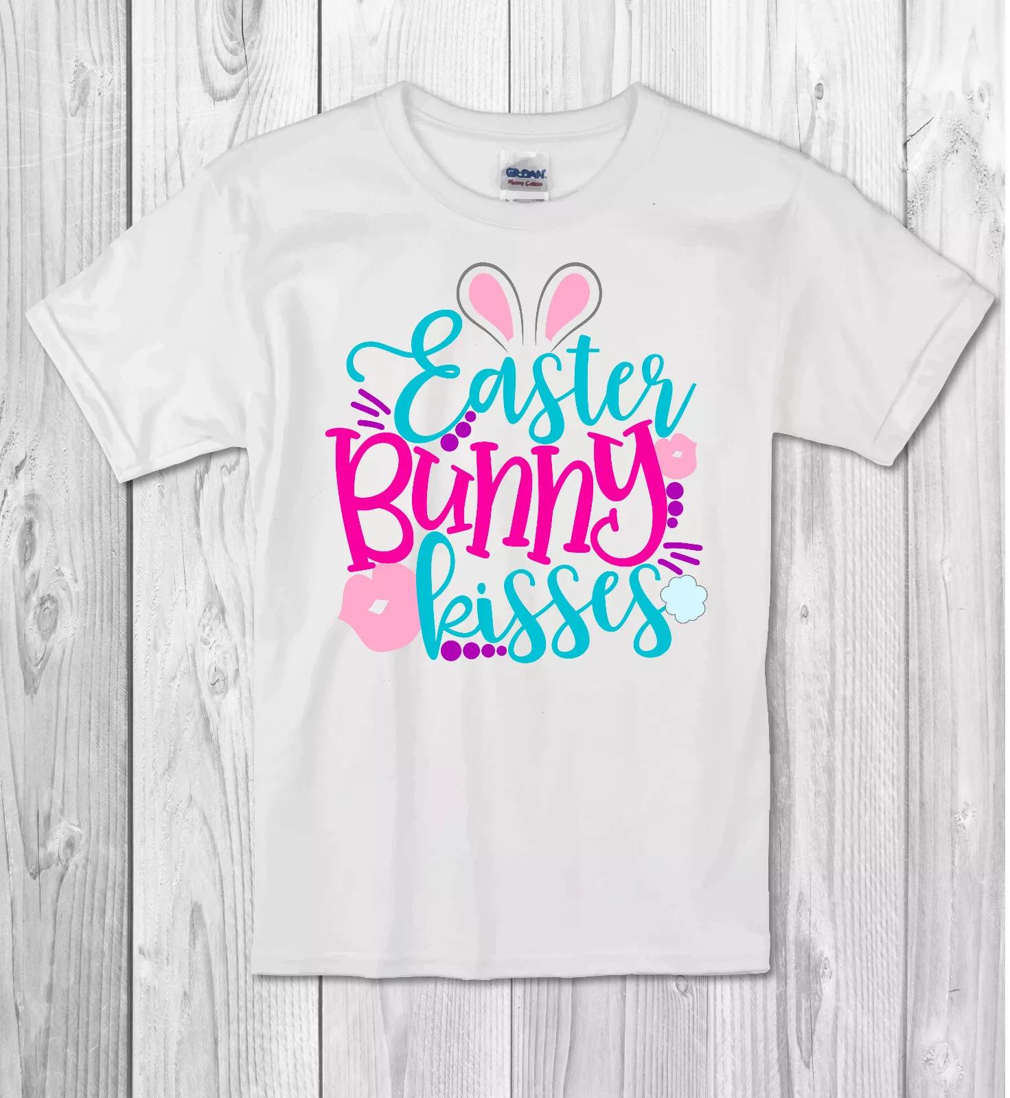 Easter Boys Baby Children T-shirt girls  EASTER BUNNY KISSES  - Childrens Kids T Shirt/bodysuit 150
