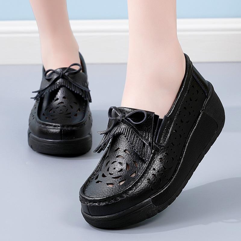 Spring and Summer Hollow Tassel Wedge Women's Shoes Style Fashion Muffin Women's Single Shoes Lightweight Casual Women's Shoes