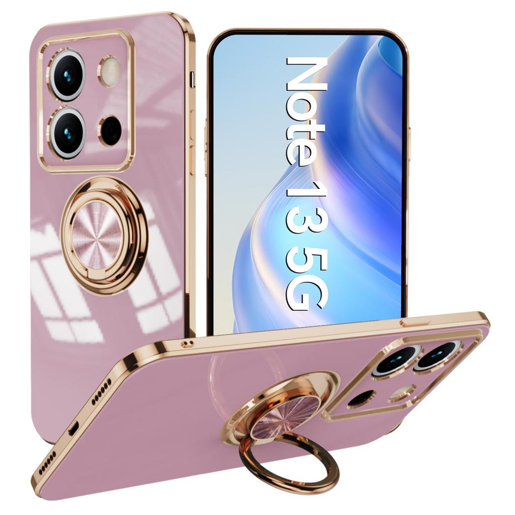 For Xiaomi Redmi Note 13 5G Case Precise Cutouts 6D Electroplating TPU Phone Cover with Ring Holder