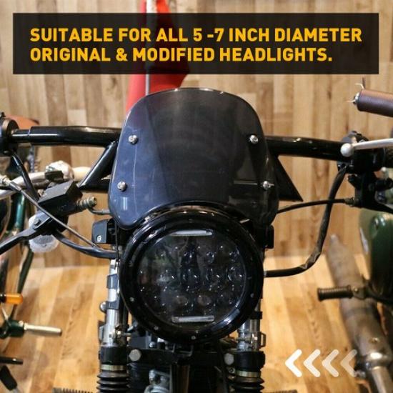 Motorcycle Headlight Windshield Universal Windscreen For 5-7'' Round Headlight