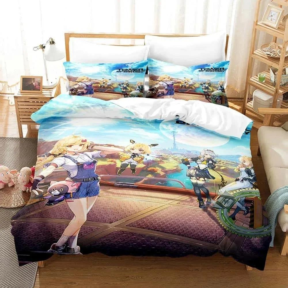 3D Printing Game Tower of Fantasy Anime Bedding Set Single Twin Full Queen King Size Bed Set Adult Kid Bedroom Duvetcover Sets