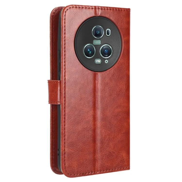 For Honor Magic5 Pro 5G Crazy Horse Texture PU Leather Wallet Stand Cover Shockproof Phone Case