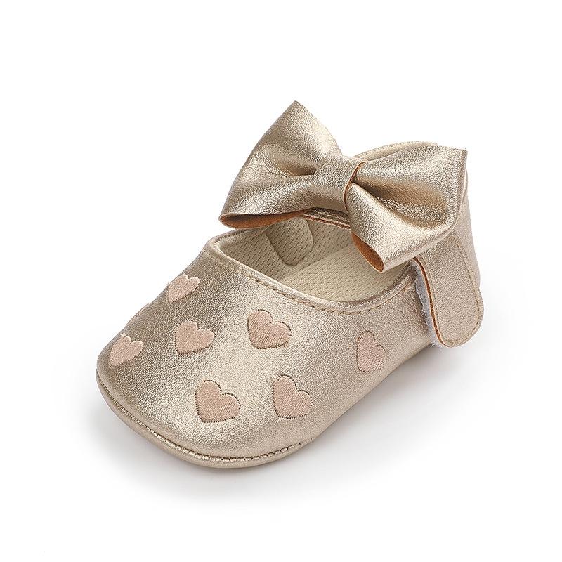 Girl Baby Princess Shoes Preschool Children's Anti slip Flat Bottom Soft Sole Cotton Baby Bed Shoes Cute Bow Baby Walking Shoes