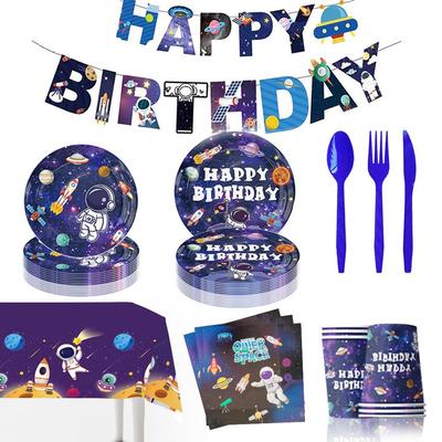 Astronaut Party Tableware Set: Cups, Cutlery & Tablecloth for Birthday Celebrations