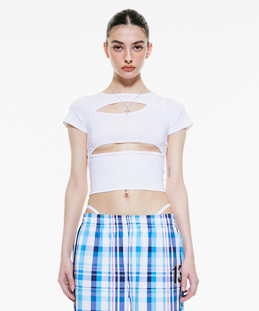 BADEE Cut-Out Underboob Tee White