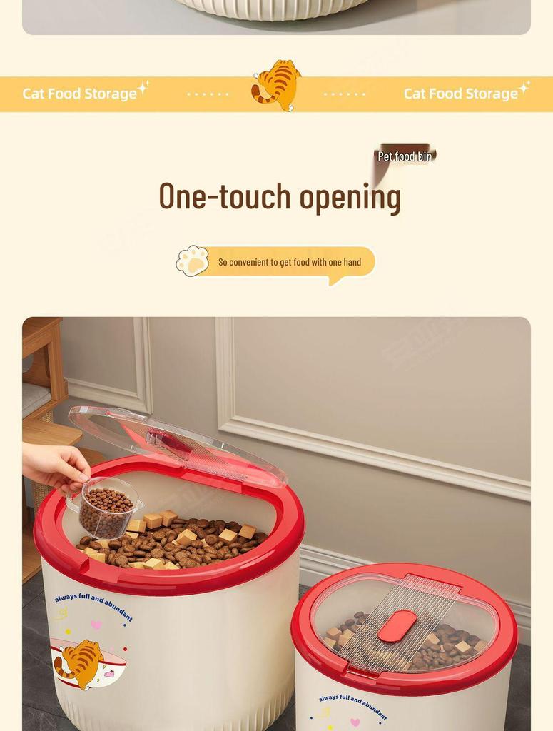 Moisture-Proof Cat & Dog Food Storage Bucket - Food-Grade, Sealed Container for Grain, Rice & Pet Food.