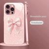 White Dot Pink Bow Pattern Pink Metal Tempered Glass Phone Case For iPhone 17 16 15 14 13 12 11 Pro Max 15 Plus 17 Air 16E Cover