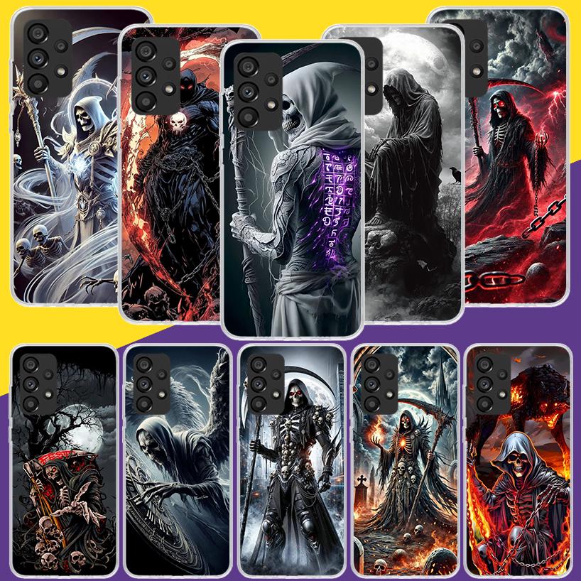 Death Grim Reaper Skull Scythe Phone Case For Samsung Galaxy A52 A32 A22 A12 A02S A50S A30S A51 A31 AA71 Note 20 Ultra 10 S10 Pl