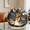 Santa Claus Hanging Decor Christmas Village Houses Table Decoration, Snow Scene Patterns 2D Acrylic Winter Wonderland Home Ornament, Decorative