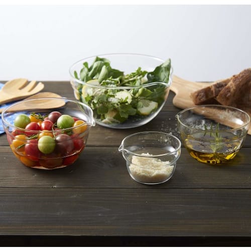 HARIO KB-2518 Katakuchi Bowls, Heat-Resistant Glass, Set of 4, Multi-Bowl, Clear, Made in Japan