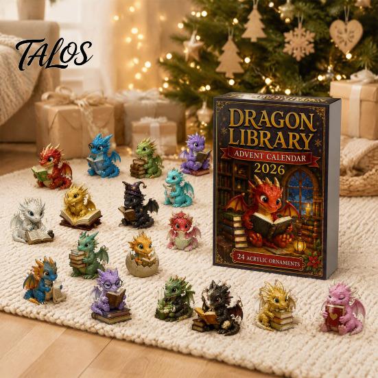 Surprise Daily Countdown Boxes Dragon Advent Calendar 2026, 24 Day Bookish Christmas with Lover Collections Mini Acrylic Dragons, Fantasy Book