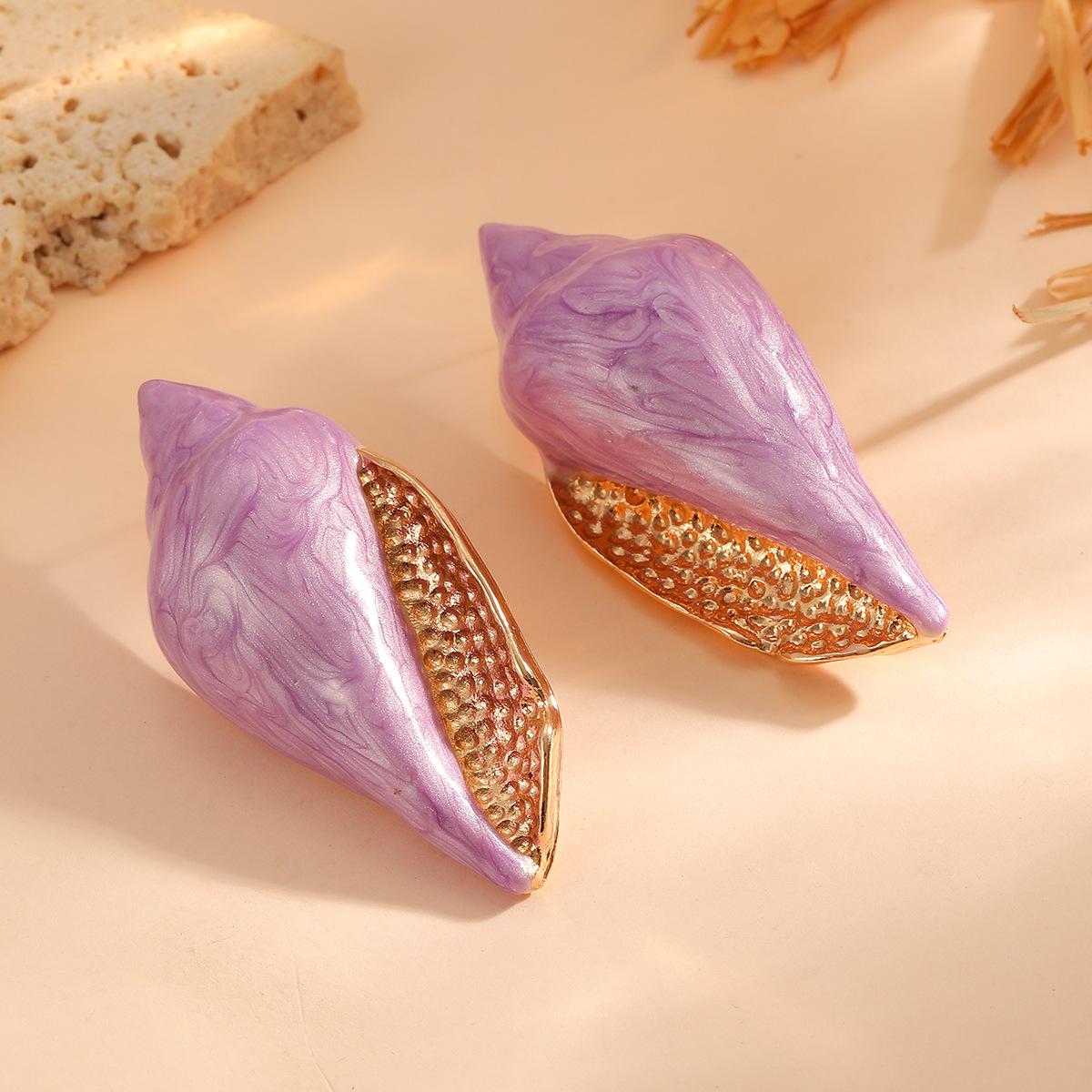2026 Spring Collection European and American Exaggerated Ocean Vacation Style Conch Earrings Women s Fashion Earrings Bohemian