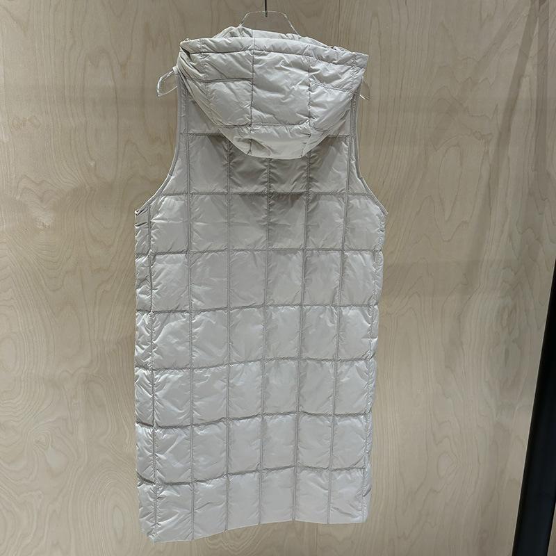 Autumn and Winter New Fashionable Long Style Big Pocket Hooded Light White Duck Down Vest Vest Coat