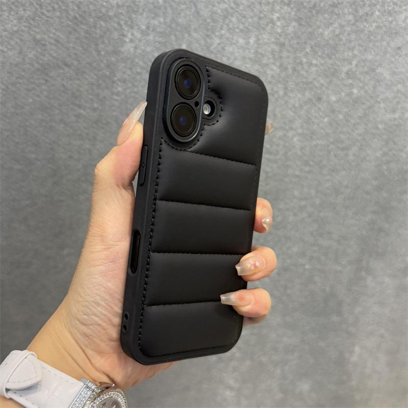 

Down Filled Garment Lanyard Phone Case for iPhone 16 15 14 13 12 Pro Max 16Plus 16ProMax 11 Wrist Strap Shockproof Soft Cover For iPhone 12