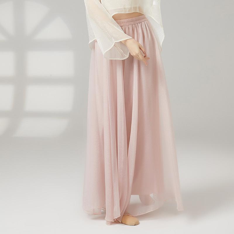 Skirt Pant Women Classical Dance Wide Leg Trouser Flowing Loose Double Layers Modern Stage Performance Costumes Fairy Dancewear
