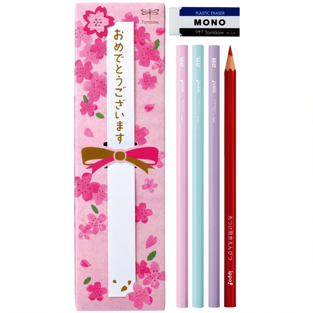Tombow Pencil Celebration Set 2B writing 2 red MONO Pink (10 pencils, pencils, eraser) MP-KB01-2B розовый