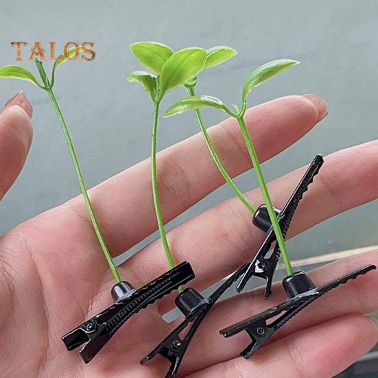 20/30/50Pcs Funny Bean Sprout Hair Clip Set Spring Design Anti-slip Realistic Style Green Plant Hairpins Hair Accessories