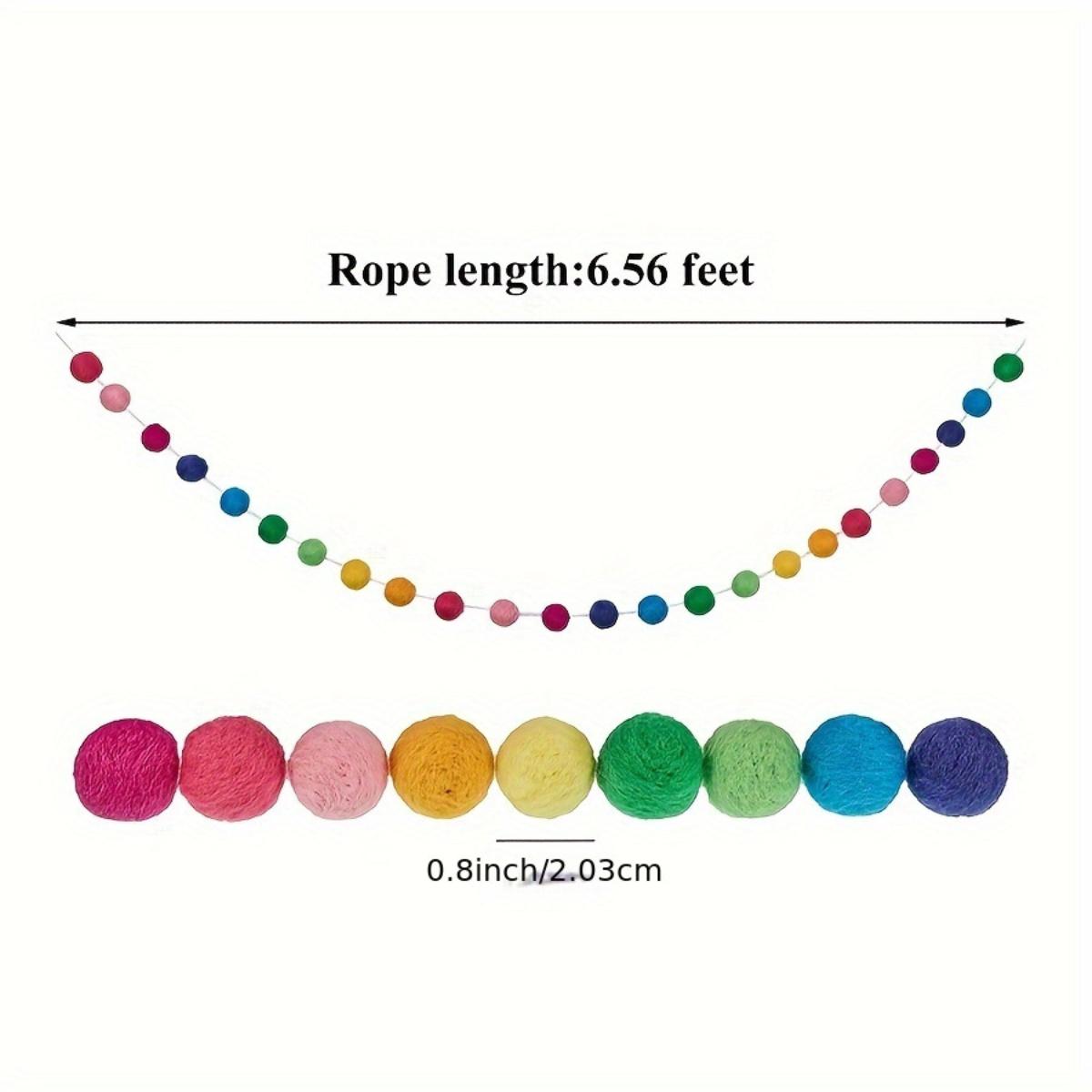 

Colorful Pompom Garland Pendant Ins Wool Felt Ball Rope Happy Birthday DIY Handmade Room Outdoor Party Decoration