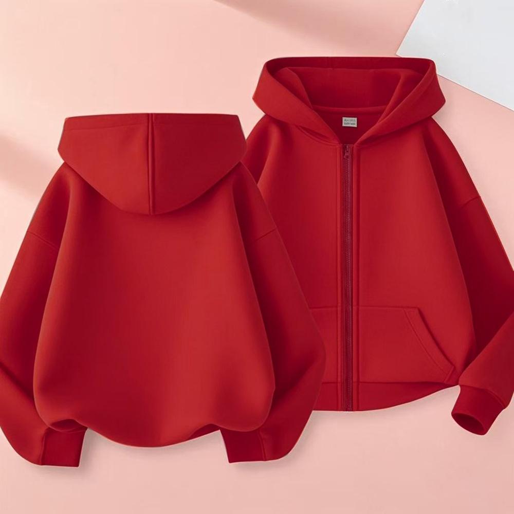 Reißverschluss Stil Kinder Kapuzenpullover Strickjacke Mantel Junge Mädchen Rot Rosa Oberteile Kind 3-12 Jahre Schwarz Freizeit Kleinkind Sweatshirt Kleidung