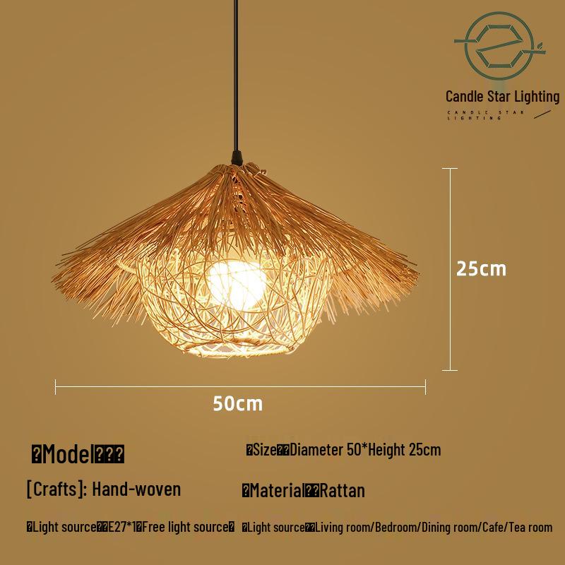 Zen Style Bamboo Rattan Pendant Light for Tea Rooms and Restaurants