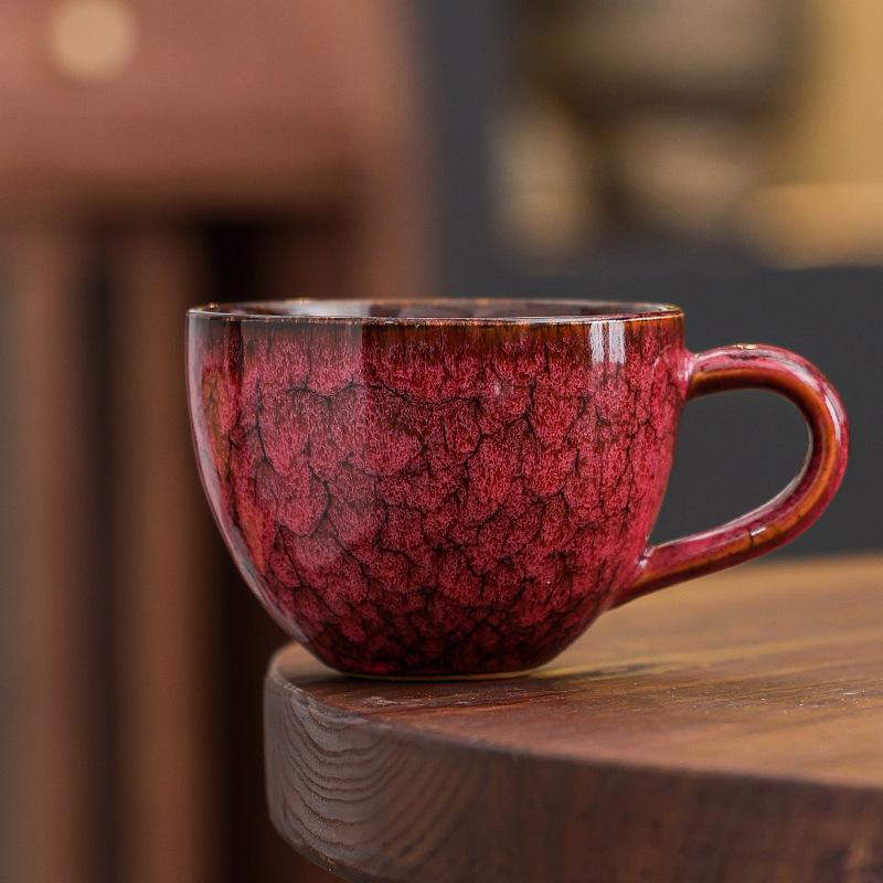 Kiln Change Retro Ceramic Coffee Cup American Latte Latte Flower Cup Breakfast Milk Cup Creative Mug