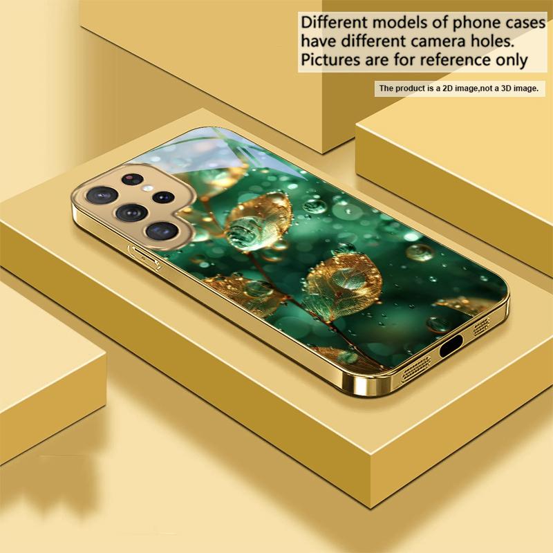 

Bronze golden leaves For Samsung Galaxy S26 S20 FE S21 S22 S23 Plus S24 Ultra 25Ultra S21+ S9 S22 S8 Golden glass phone case Galaxy S26