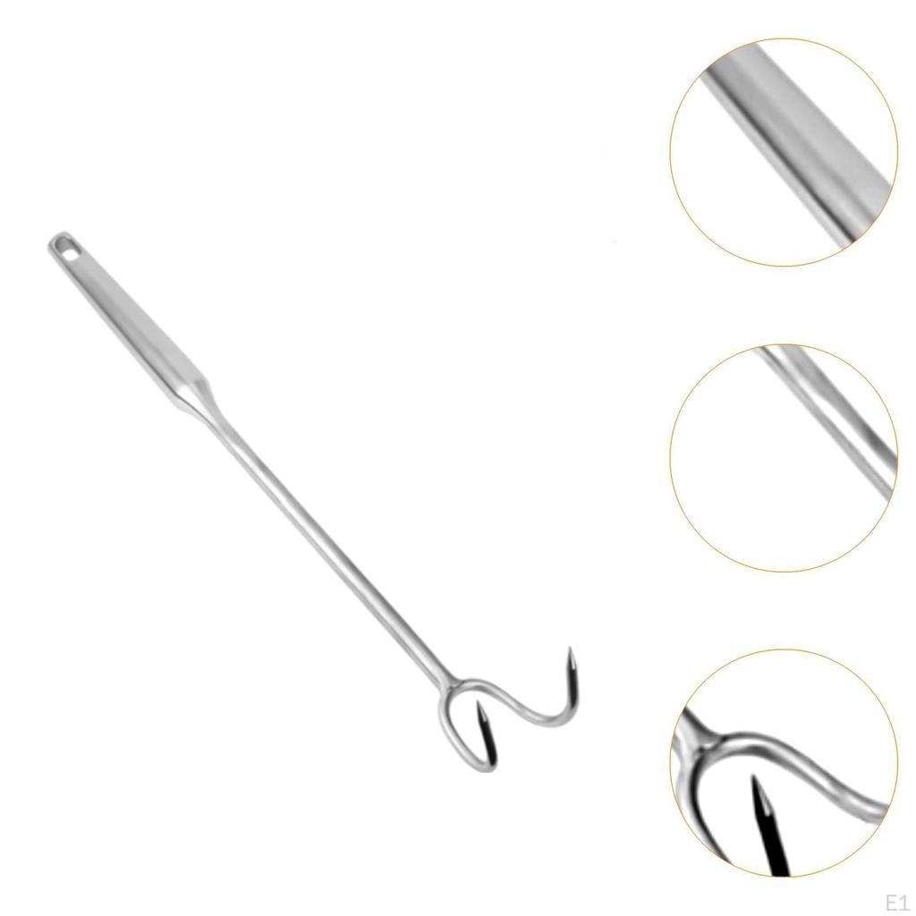 304 Stainless Steel Meat Hook, BBQ Hook,Handheld Food Turner Portable for Meats Roasted Duck Steak
