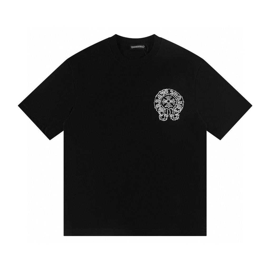 W344 CHROME HEARTS 2025 Verano Nueva Camiseta de Algodón de Alta Calidad con Cuello Redondo Suelta de Talla Grande para Hombre y Mujer Camiseta para Pareja