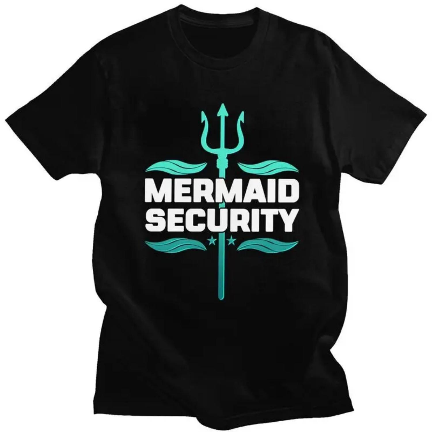 Custom Mermaid Security Funny Swimming Quote T Shirts for Men 100% Cotton Tee Tops Tshirt Fashion T-shirt S