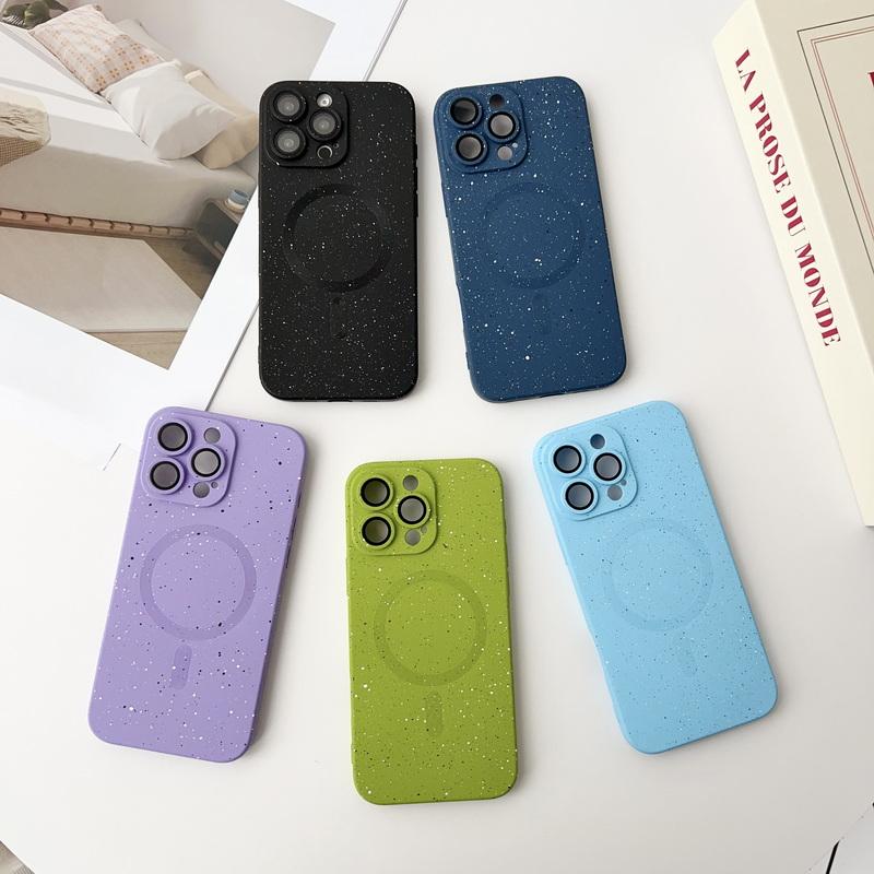 Dot Print Slim Magnetic Phone Case For iPhone 16 Pro Max 15 Plus 14 Pro 13 12 11 for Magsafe Matte Shockproof Lens Film Protection Soft TPU Back Cover