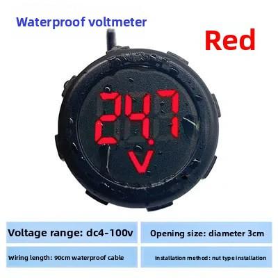 

Waterproof Round DC Voltmeter LED Digital Display 4-100V Two-Wire Universal for Vehicle