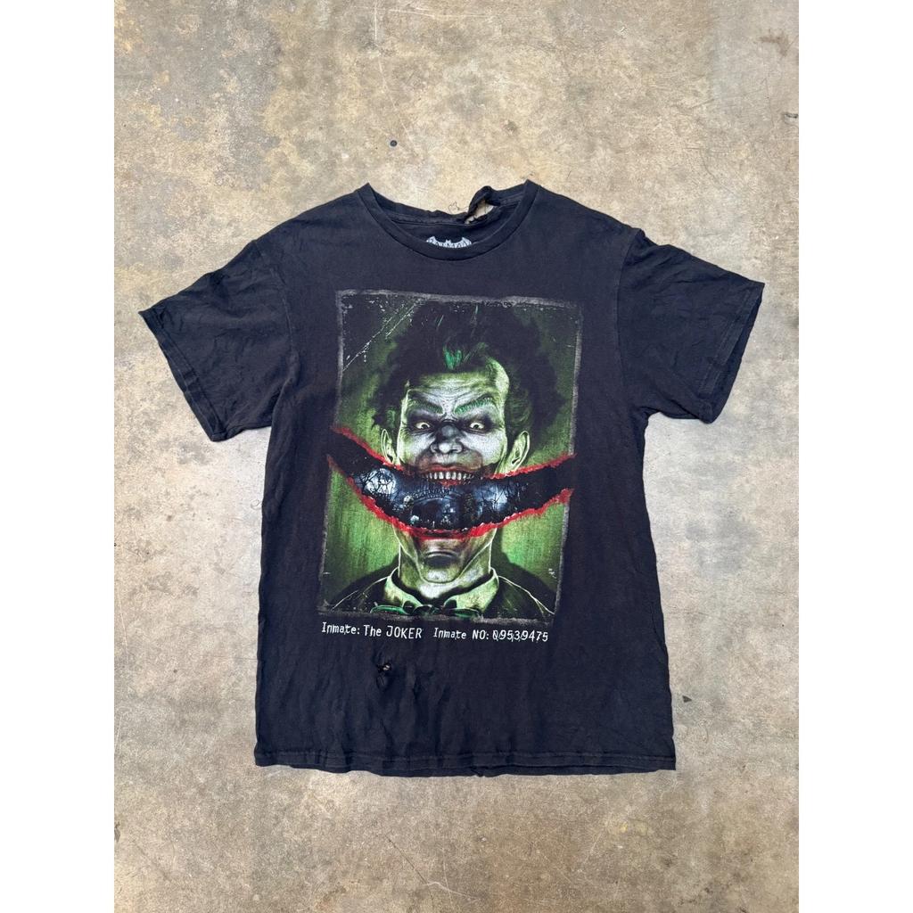 Batman Arkham Asylum Joker Inmate Graphic 100% Cotton T-shirt Mens Tees Top Mens M Black DC Comics Tee