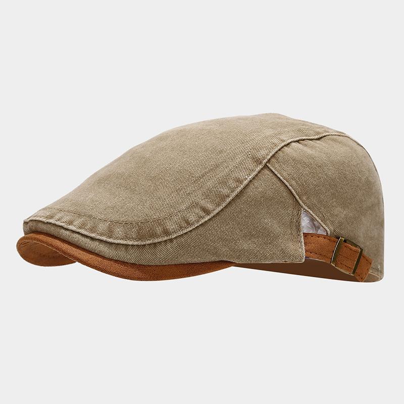 New Spring Summer Outdoor Cotton Beret Solid Color Denim Stylish Flat Visor Hat Casual Adjustable Unisex Vintage Newsboy Caps