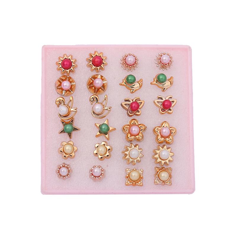 Korean Style 36-Pair Boxed Plastic Stud Earrings Set - Simple Internet Celebrity Birthday Gift