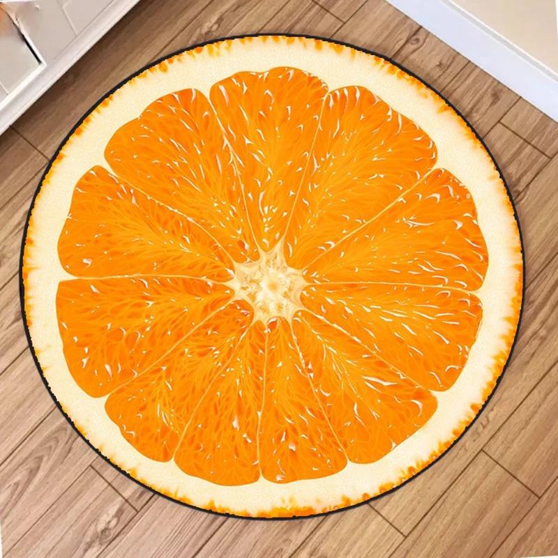 Creative Citrus Fruit Print Round Carpet Soft Anti-slip Wear-resistant Used As Round Mat for Living Rooms Creativity Circle Rug