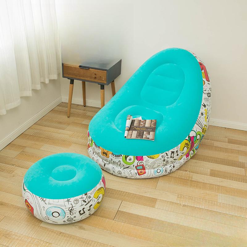 Simple Inflatable Leisure Bean Bag Sofa Lazy Sofa Set Outdoor Foldable Travel Fluffy Seat Tatami Footstool Bedroom Chair