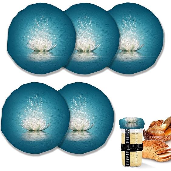 Sourdough Starter Cloth Covers Jars,Water Lotus Fermentation Cheese Fabric Lids,Fit Jars Mouth from 3-4 inch, 5 Pack