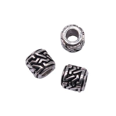 20 cuentas espaciadoras con agujeros grandes, accesorios para joyería, color plata antigua, 7 x 7 x 7 mm