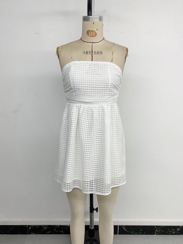 TikTok Europe & US 2026 Grid Off-Shoulder Summer Mini Dress for Women