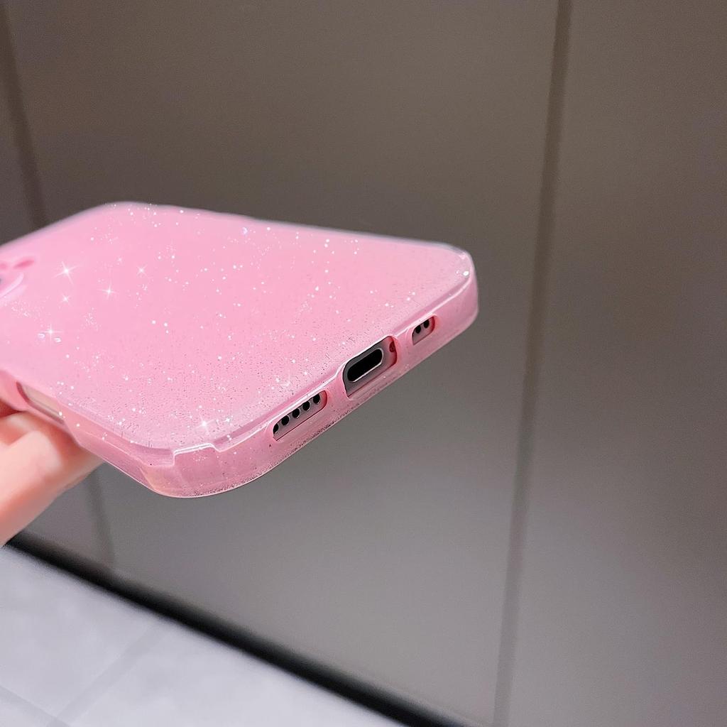 Pink Cute Glitter Case For iPhone 16 Pro Max 15 Plus 14 13 12 11 X XS XR SE 2022 2020 7 8 16Pro Sparkly Shiny Girly Women Girl Phone Cover Accessories
