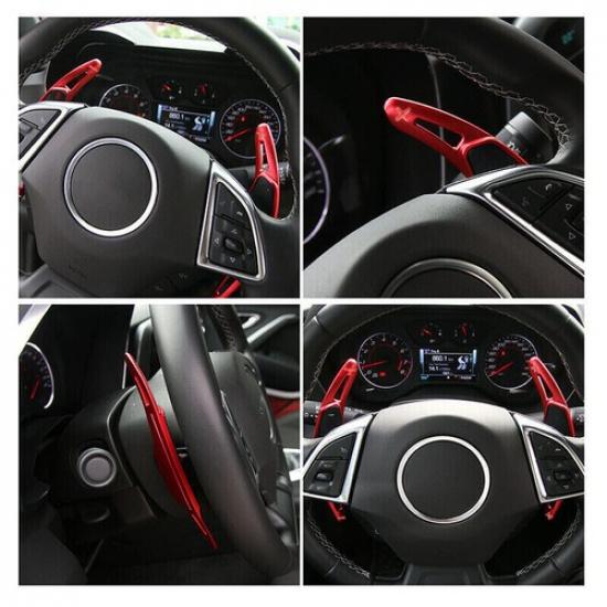 Red Steering Wheel Paddle Shifter Extensions For Chevy 14-19 C7 Corvette/Camaro