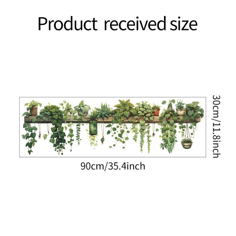 Shelf Potted Green Plants Wall Sticker Hanging Vines Botanical Decal For Bedroom Living Room Home Wall Decor