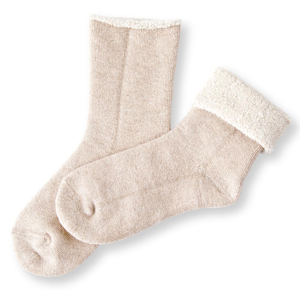 Alphax Room Socks with Towel Beige Women's Lining,