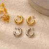 French Premium Irregular Stainless Steel Hollow Earrings Women's Light Luxury Trend Titanium Steel Geometric Earrings