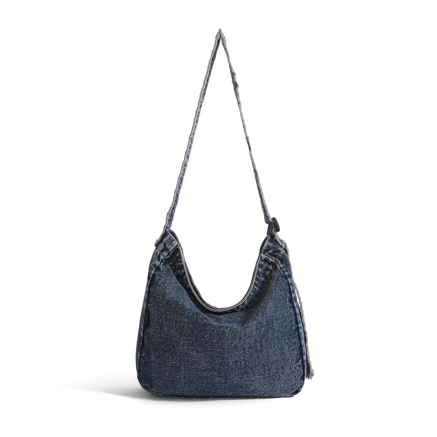 

New vintage denim crossbody bag literary style commuter shoulder bag Korean version lazy style messenger bag shoulder bag синий