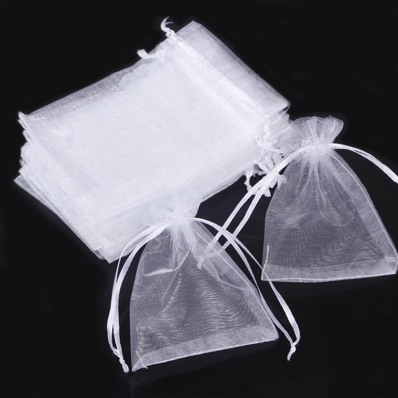 Plain Transparent Organza Drawstring Gift Bags for Jewelry Packaging